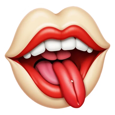 a mouth with its tongue sticking out, referencing the Rolling Stones album sticker