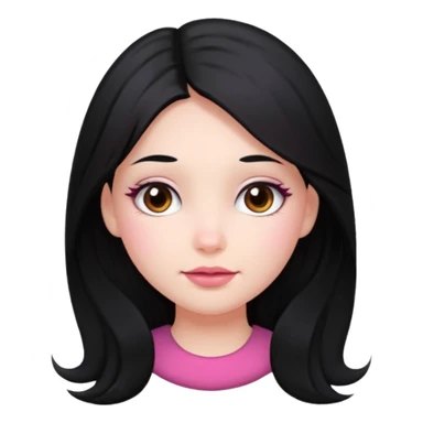 Clean girl long and black Hair and pink Cheek sticker