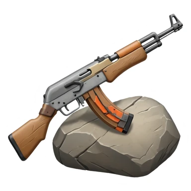 The rock with an ak-47 sticker
