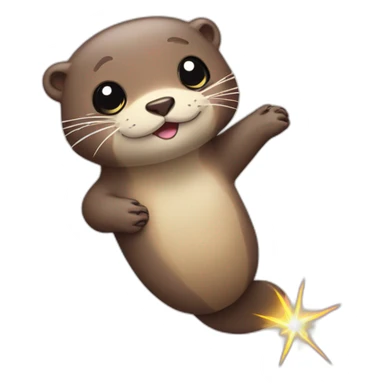 Otters with sparkles, holding hand sticker