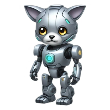 Cyber futuristic silver furry robot  sticker