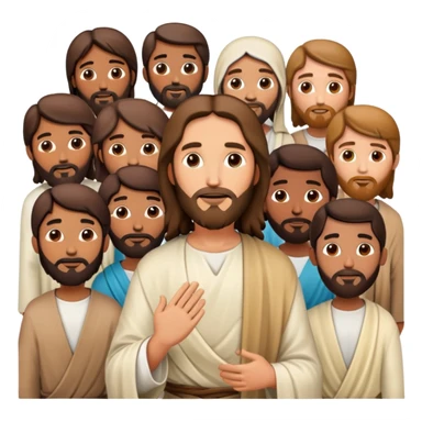 Jesus with his disciples and followers, a group of people gathered around Jesus sticker