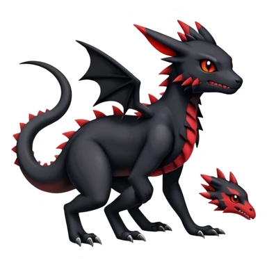 Gothic Edgy Badass Gloomy Cute Dark Guilmon-Salandit-Umbreon-Fakémon-hybrid-creature (full body)  sticker