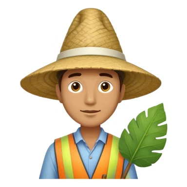 an surveyor man wearing a large leaf conicat sticker