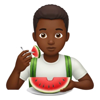 Black man eating watermelon and chicken sticker