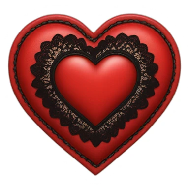 Red leather heart with black lace border sticker