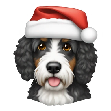 Bernadoodle with santa hat sticker