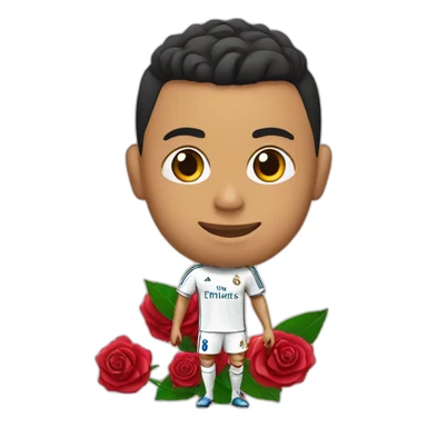 Ronaldo with real madrid shirt give a rose sticker