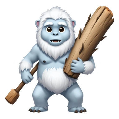 yeti, carrying a big wood sticker