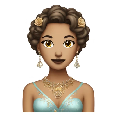 Create the zodiac sign leo as a brunette girl with elaborate makeup and dress that matches the zodiac sign  sticker