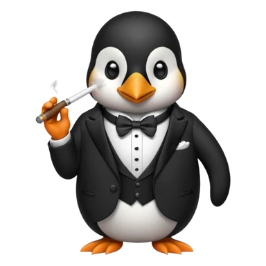 A penguin wearing a smoking sticker