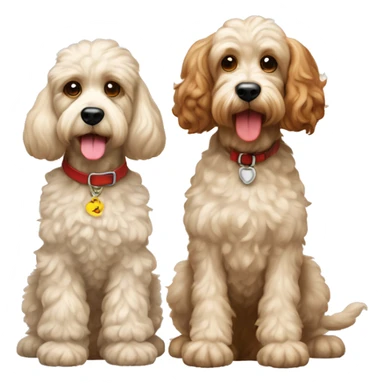 Two cockapoos full body one red cockapoo and one smaller cream color cockapoo  sticker