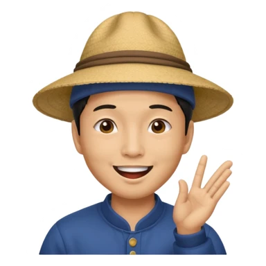 asian man in asian hat blowing a kiss sticker