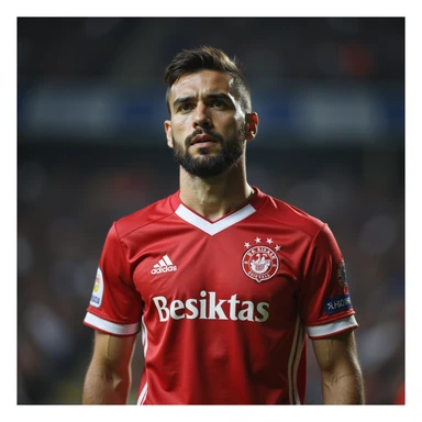 man wearing Beşiktaş football jersey, photorealistic style, no background sticker