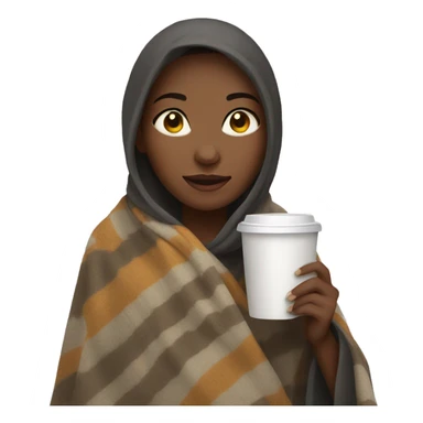 Girl wearing a blanket holding hot drink sticker