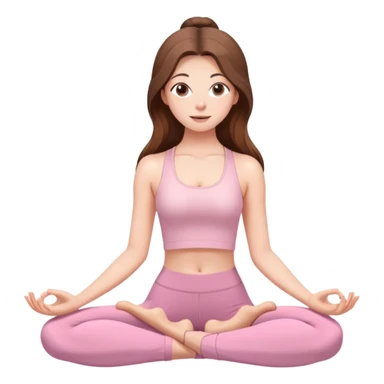 A girl with long hair in pale pink clothes does yoga sticker