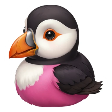 pink puffin blowing sticker