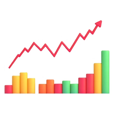stock market with rising graph sticker