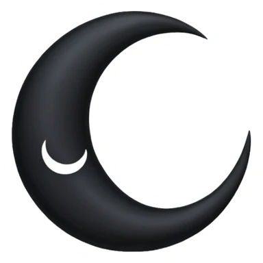 dark crescent moon emoji style with no face no eyes no mouth solid dark colour no glow or other items  sticker