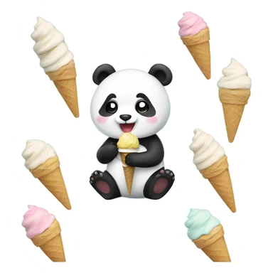 A cute panda eating ice cream  sticker