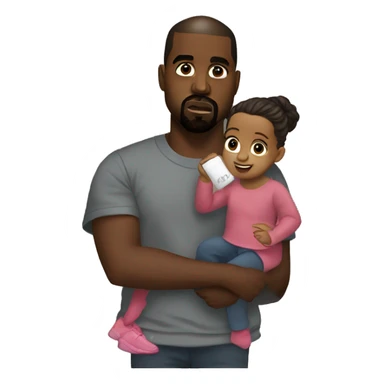 Kanye West holding daughter rapping sticker