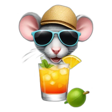 rat in sunglasses with a cocktail sticker