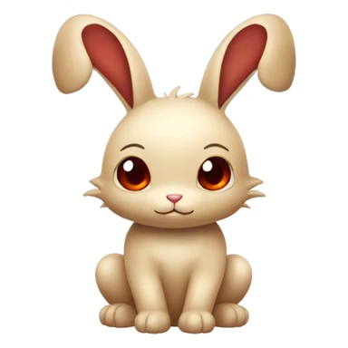 Cute Shiny Brown-Beige Fakémon-Bunny with Dark-Red eyes, full body sticker