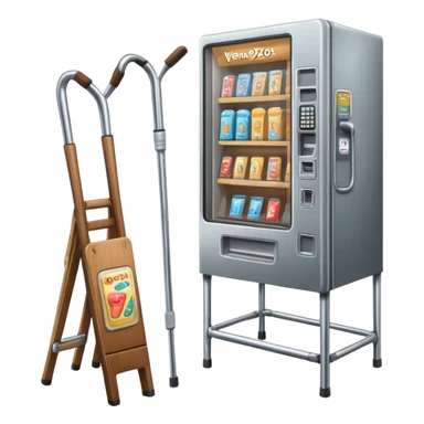vending machine next to a pair of crutches  sticker