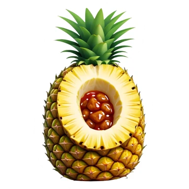 General tso chicken inside of half a cut open hollow pineapple  sticker
