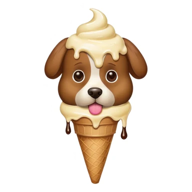 A dog with an ice cream on his head sticker