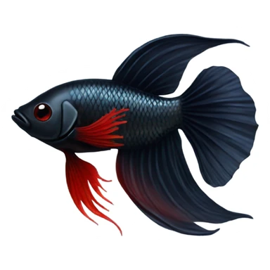 Fully Black with tiny red lines betta fish short fins sticker