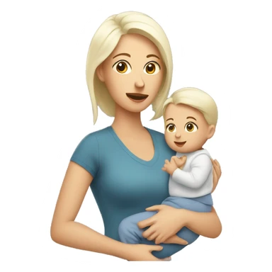 Busy white mom with baby sticker