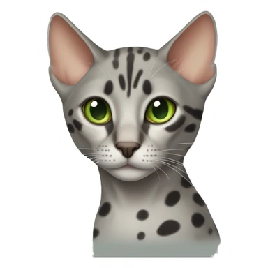 Short-haired oriental cat , grey coat with spots , green eyes , terracotta nuzzle sticker