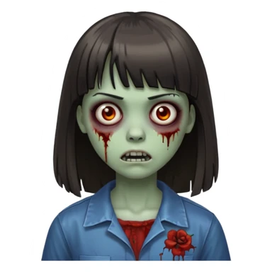 me faça uma garota zumbi de franja com cabelo médio liso sticker