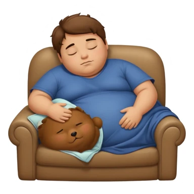 a lazy fat boy sleeping on a sofa sticker