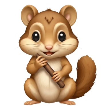 baby chipmunk chewing on a stick sticker
