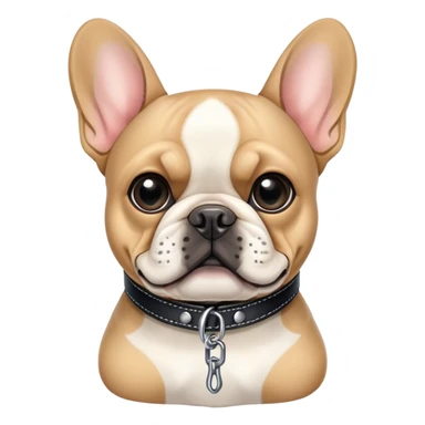 French Bulldog in black leather with whip sticker