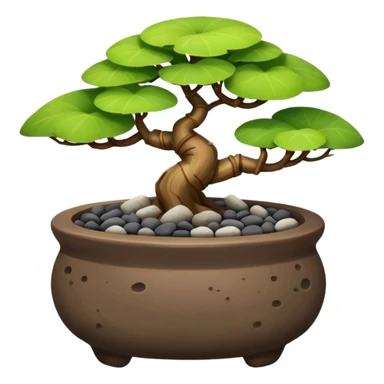 Shallow dark Pebbles Flintstones bonsai pot only  sticker