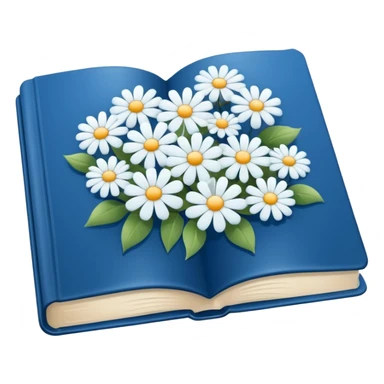 Blue book and white flowers AESTHETIC sticker