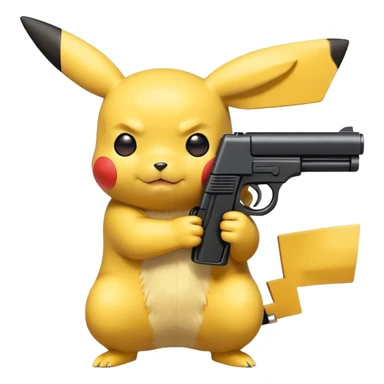 Pikachu holding a black toy gun side view  sticker
