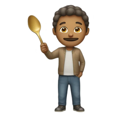 man holding a spoon sticker