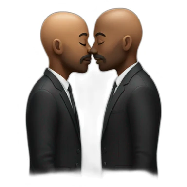 two black bald men kissing sticker