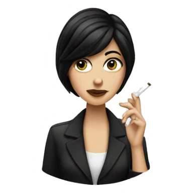 a white girl with black hair smoking a cigarette  sticker