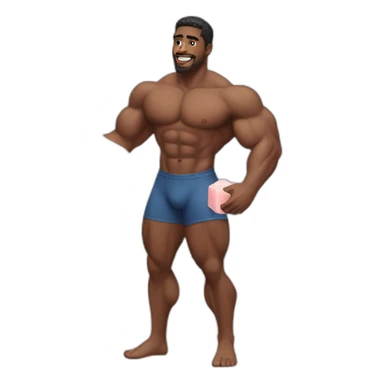 black muscular man picking up a pink soap sticker