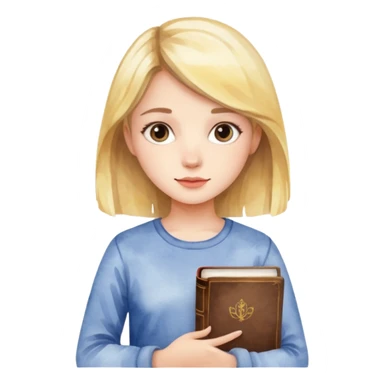 a girl in watercolor art style with book sticker