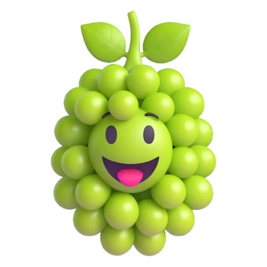 a single green grape, 3D emoji style sticker