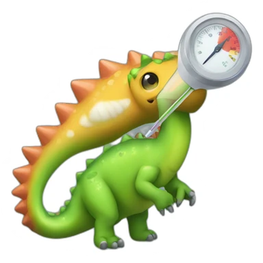 fever dinosaur with thermometer sticker