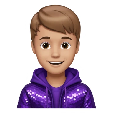 Justin Bieber with light brown hair, dark purple sequin outfit sticker