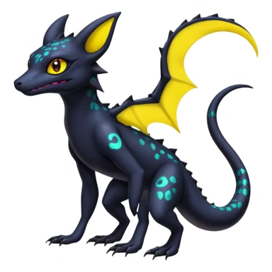 Anthropomorphic Scaley Exotic Salandit-Noibat-Umbreon-Fakémon-hybrid-creature (full body)  sticker