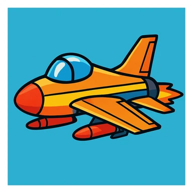 fighter jet, cartoon style, bold colors sticker